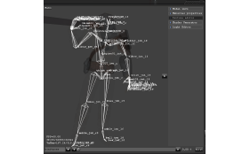Skeleton with joint name in overlay of a model